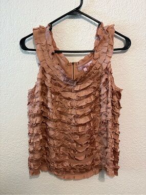 Calypso St. Barth 100% Silk Rosewood Ruffle Tank Camisole Size Large